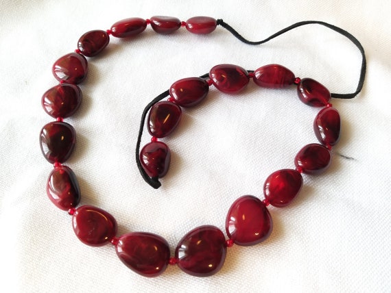 Long Faux Garnet red necklace - image 2