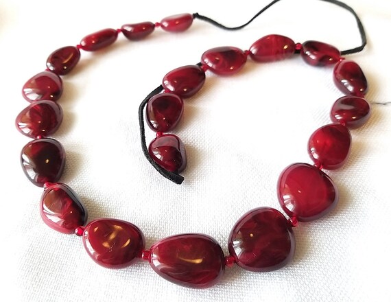 Long Faux Garnet red necklace - image 1