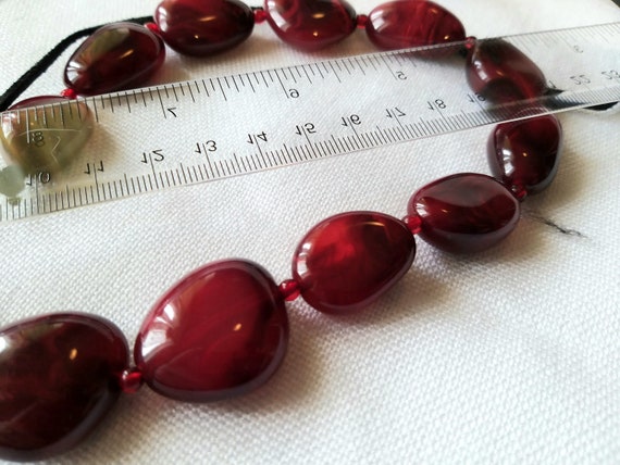 Long Faux Garnet red necklace - image 3