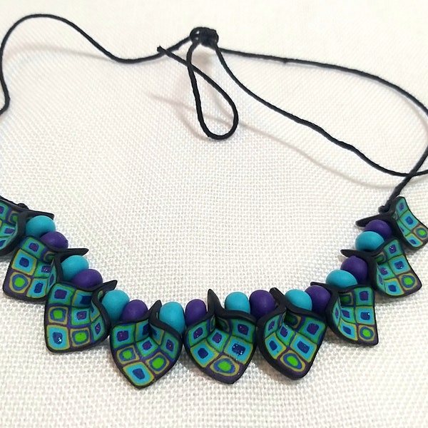 Handmade geometric fimo necklace