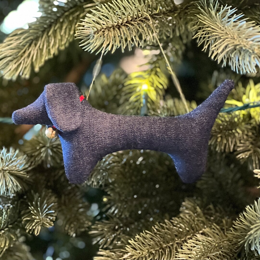 Denim Dachshund Christmas Ornament Sausage Dog Christmas Tree Etsy