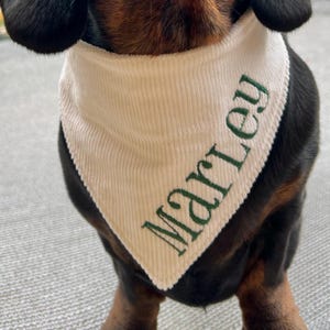 Corduroy Dog Bandana, Embroidered Pet Scarf, Fall Snap On Dog Bandana, Winter Cat Kerchief, Christmas Neckerchief, Gift for New Dog Mom