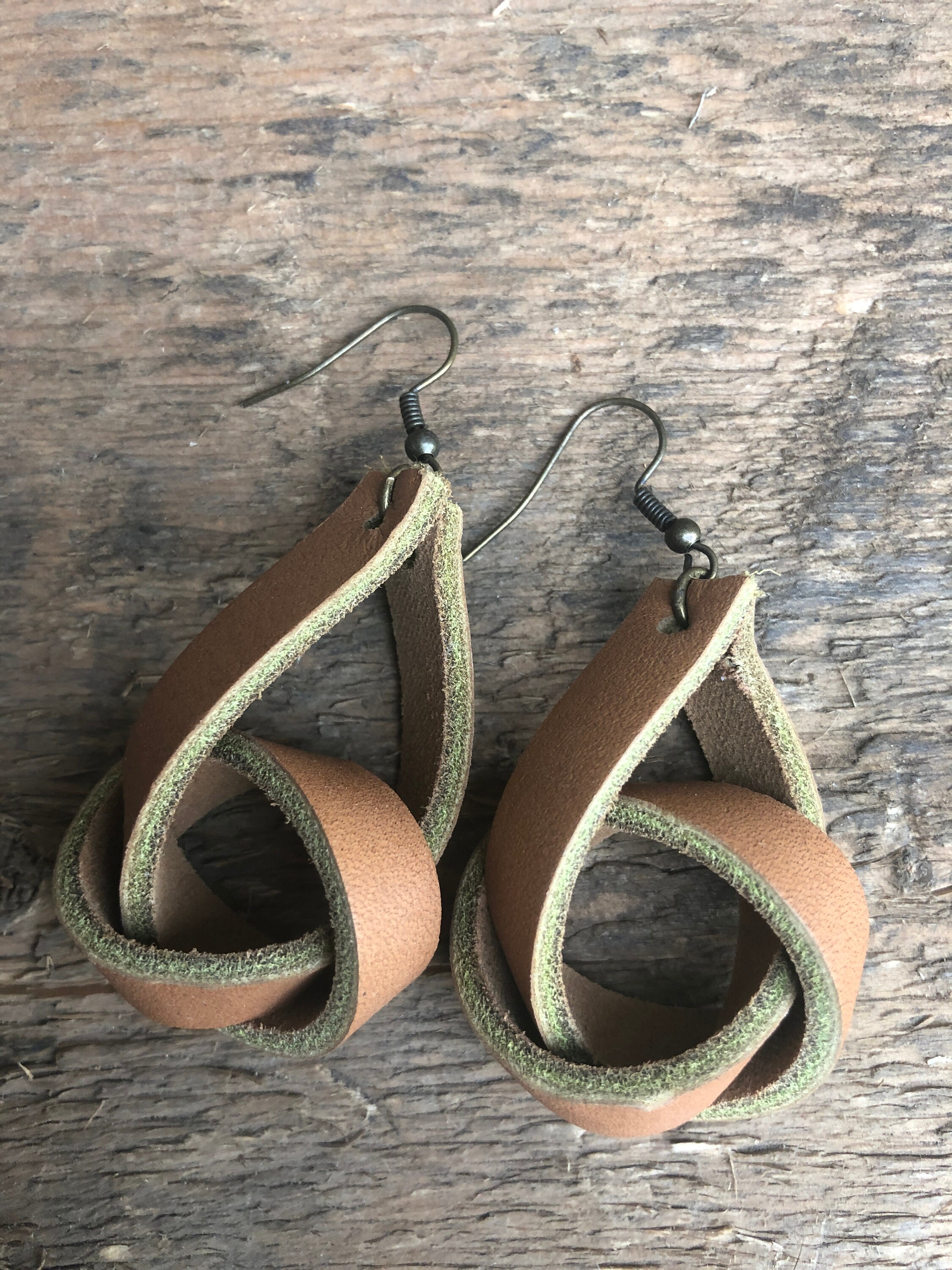 Genuine leather knot earrings Leather knotted earrings Etsy