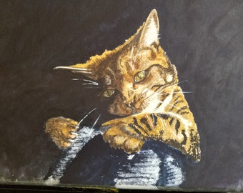 Tabby Cat in  Watercolor