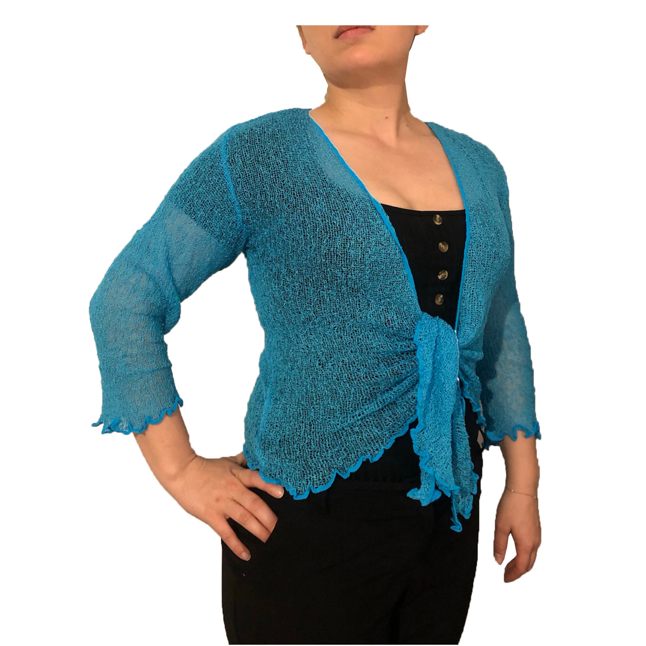 Womens Shrug Boleros Tie up Stretch Net Ladies Bali One Size Etsy UK