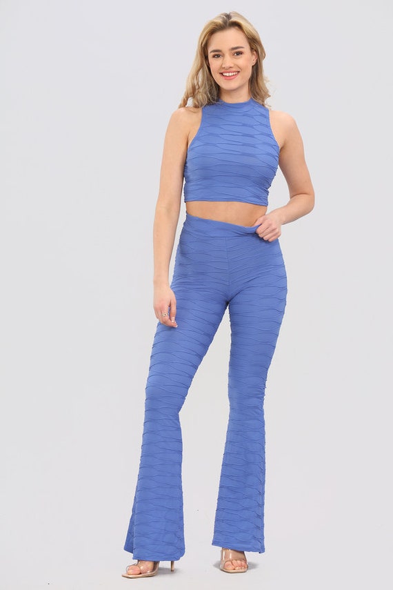 Women's Crop Top Flared Trouser Co-ord 