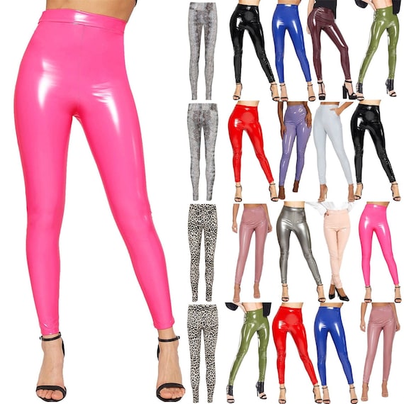 Women Leggings Elasticated Ladies Vinyl 
