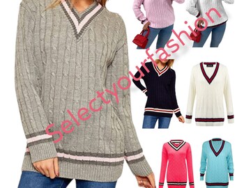 Women's Cricket Jumper V Neck Long 
