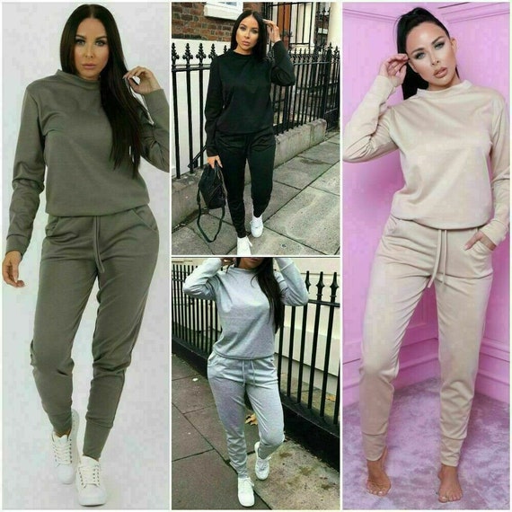 Womens Ladies Tracksuit Set Full Sleeve Boxy Top Bottom Lounge Etsy UK