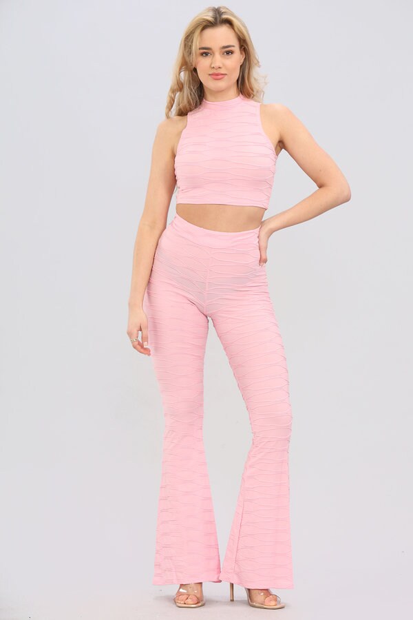 Women's Crop Top Flared Trouser Co-ord 