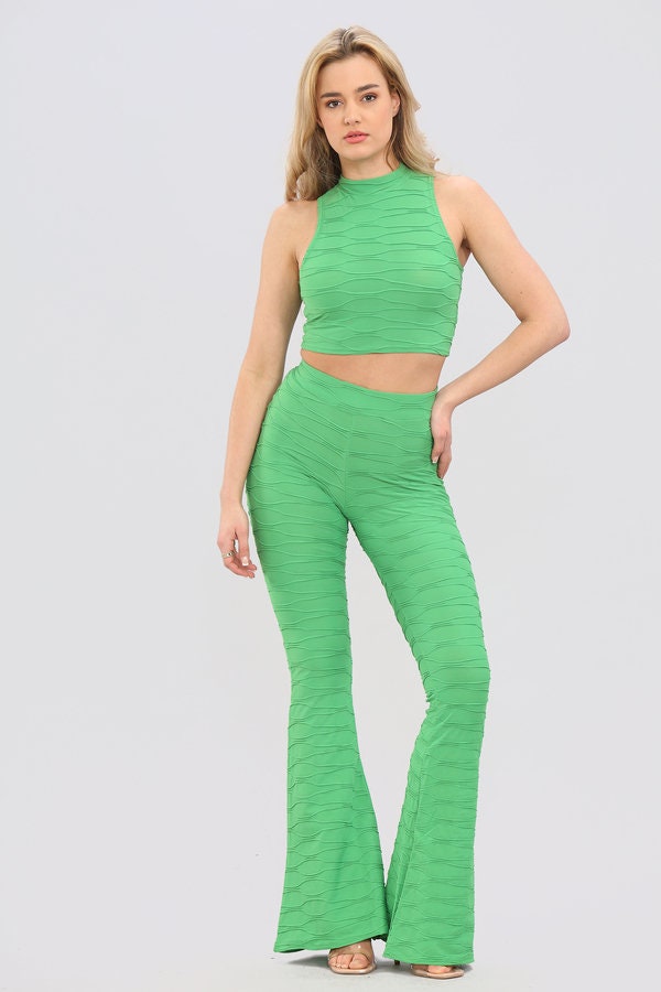 Women's Crop Top Flared Trouser Co-ord 