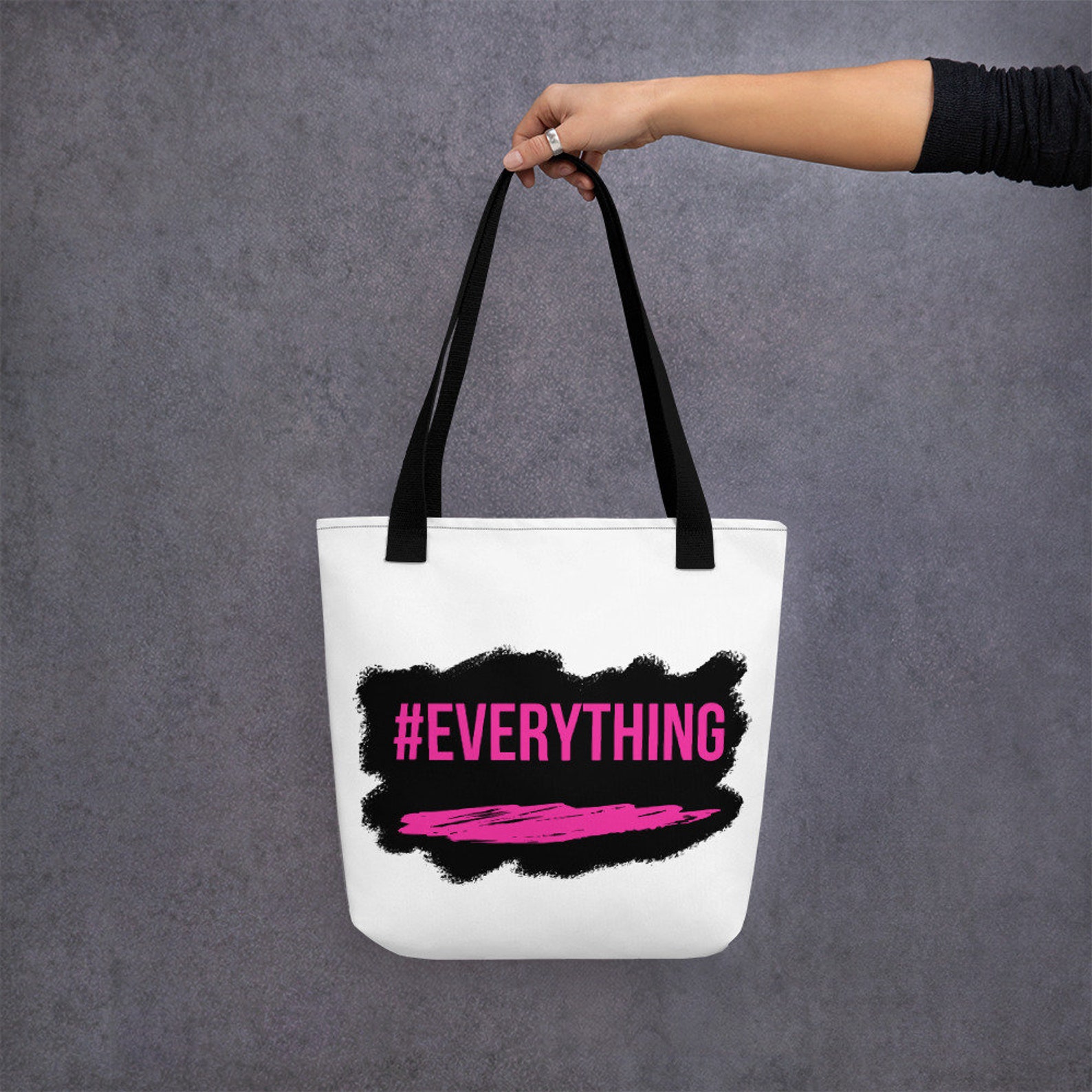 Alles Hashtag Tote Bag Rosa und Schwarz Tote Bag Spruch Tote Etsy.de