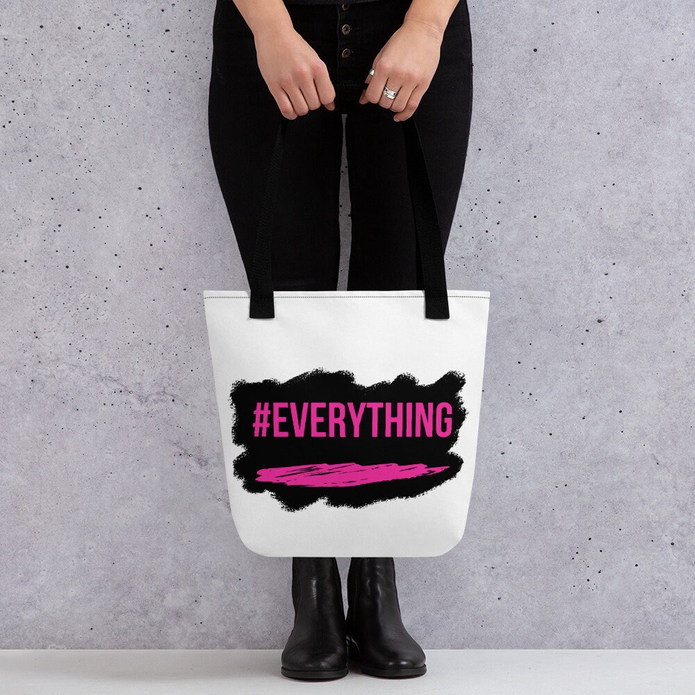 Alles Hashtag Tote Bag, Rosa und Schwarz Tote Bag, Spruch Tote Bag, Lustige Spruch Tote Bag