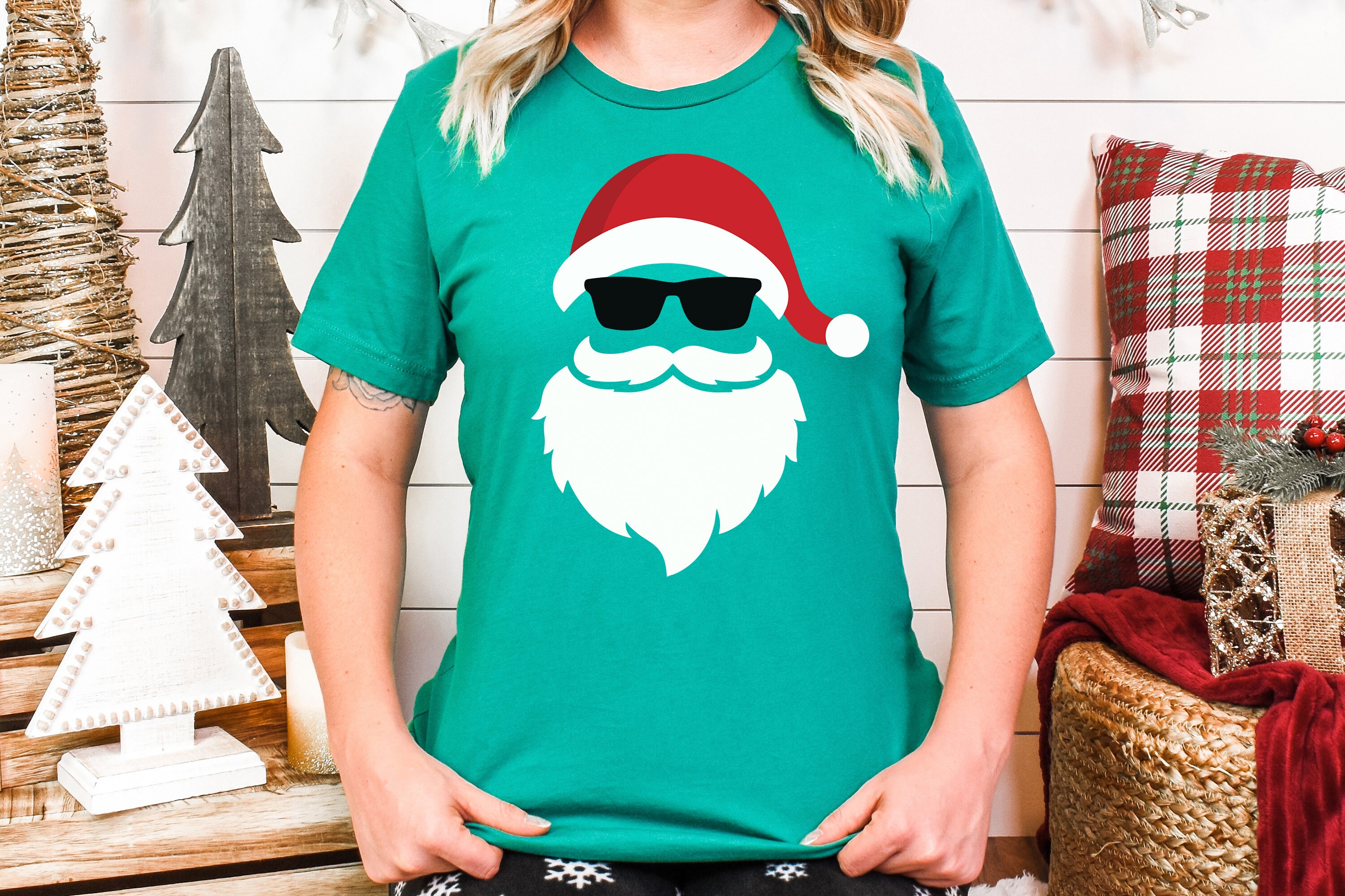 Cool Santa Shirt, Christmas Santa, Funny Christmas Shirt, Bold Santa Claus Beard Shirt, Holiday Christmas Gift Unisex T-Shirt