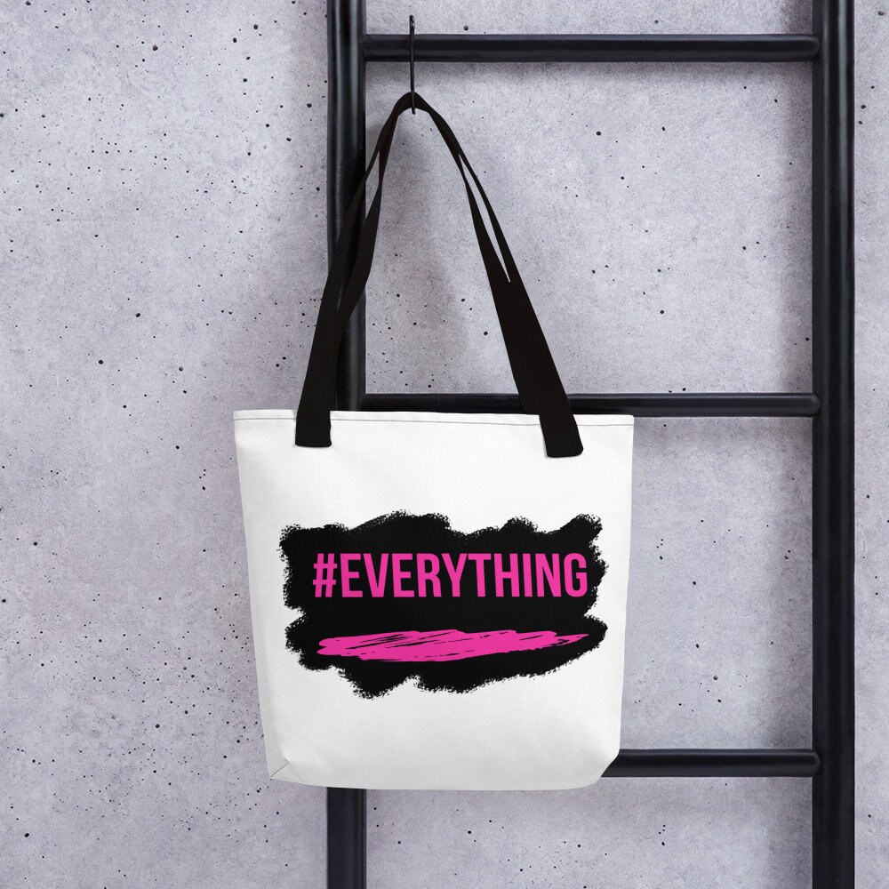 Alles Hashtag Tote Bag, Rosa und Schwarz Tote Bag, Spruch Tote Bag