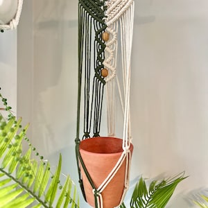 Macrame - Boho - Two-Toned, Plant Hanger, Small/Medium Plant Holder, Succulent Holder, Macrame Pot Holder,  Woven, Wall Decor, Minimalist