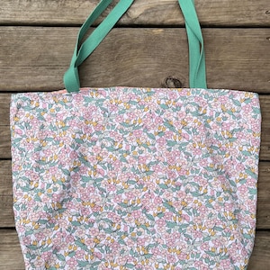 Handmade Floral Cotton Tote Bag: Reusable Shopping Bag