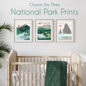 Set of Any 3 National Park Prints, Nursery Wall Art, Nursery Woodland Decor, Stay Wild