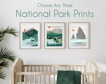 Set of Any 3 National Park Prints, Nursery Wall Art, Nursery Woodland Decor, Stay Wild