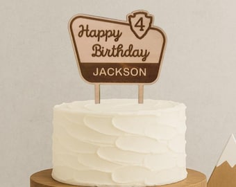 Custom One Happy Camper Cake Topper | First Birthday | National Park | Nature, Mountain, Outdoor Camping Themed