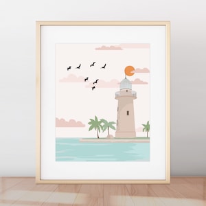 Biscayne National Park Print, National Park Minimalist Modern Drawing, Biscayne Poster