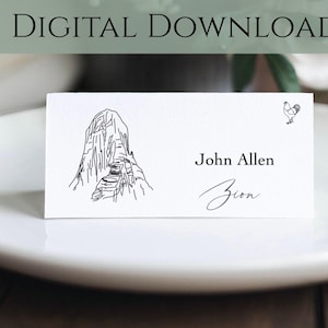 National Park Wedding Place Cards, Rustic Outdoor Theme Escort Cards (Digital Download)