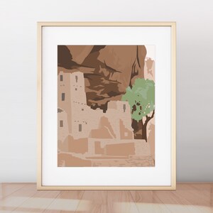Mesa Verde National Park Print, National Park Minimalist Modern Poster, Mesa Verde Poster, Colorado National Parks