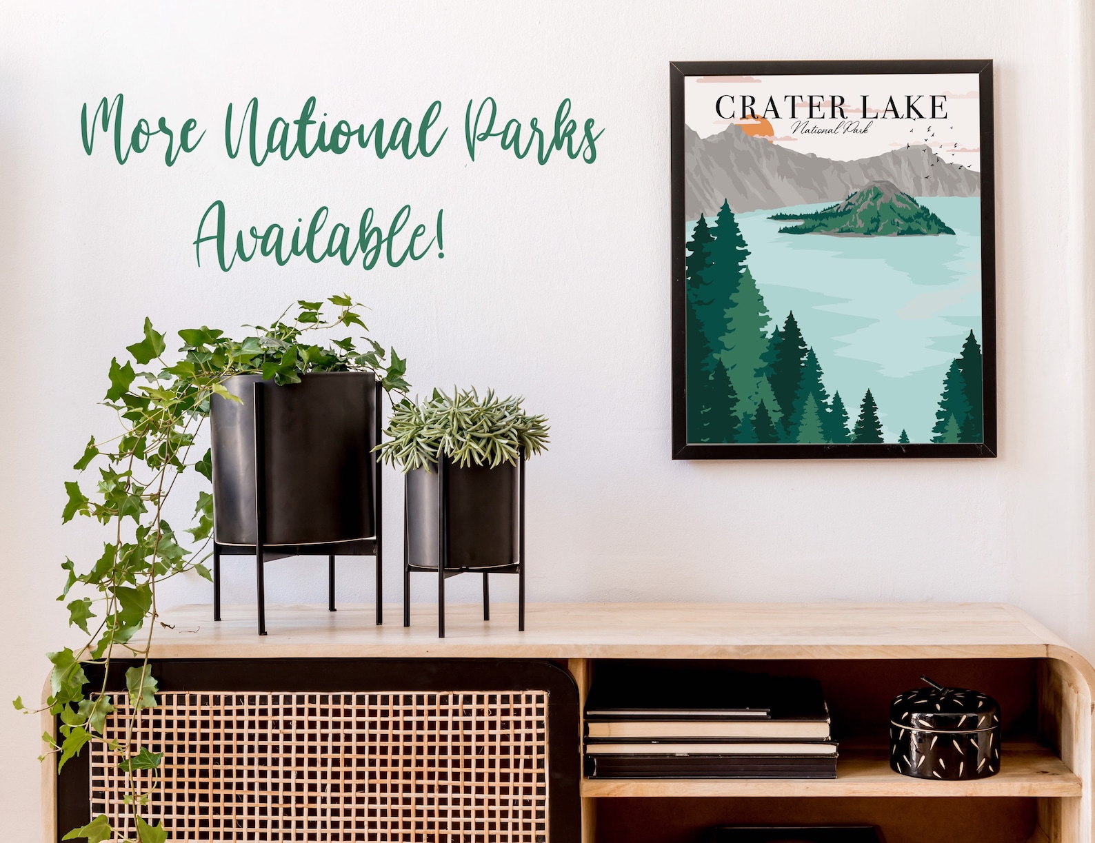 Crater Lake Print National Park Minimalist Modern Drawing | Etsy
