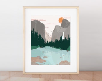 Yosemite National Park Print, Minimalist El Capitan Poster