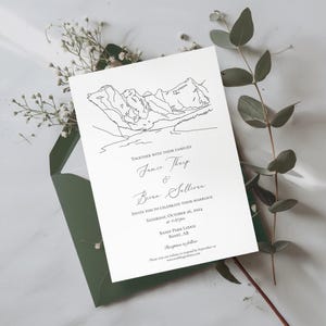 National Park Wedding Invitation, Custom Venue Drawing or National Park Artwork, Digital Download, Customizable Nature-Inspired Decor