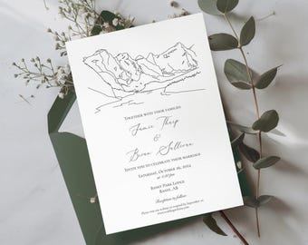 National Park Wedding Invitation, Custom Venue Drawing or National Park Artwork, Digital Download, Customizable Nature-Inspired Decor