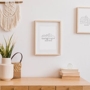 Mount Rainier National Park Line Art Print, Minimalist Black and White Drawing, Mount Rainier ...