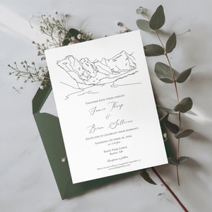 Nationalpark-Hochzeitseinladung, individuelle Zeichnung oder Nationalpark-Kunstwerk, digitaler Download, anpassbare von der Natur inspirierte Dekoration
