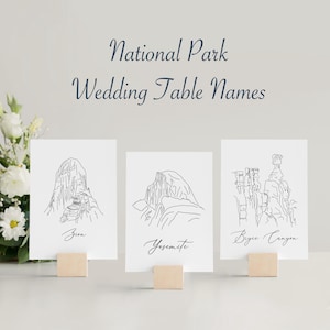 National Parks and Forests Wedding Table Names, Outdoor Rustic Wedding Decor, Nature Table Numbers, Digital or Printed