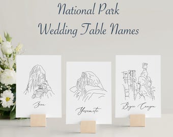 National Parks and Forests Wedding Table Names, Outdoor Rustic Wedding Decor, Nature Table Numbers, Digital or Printed
