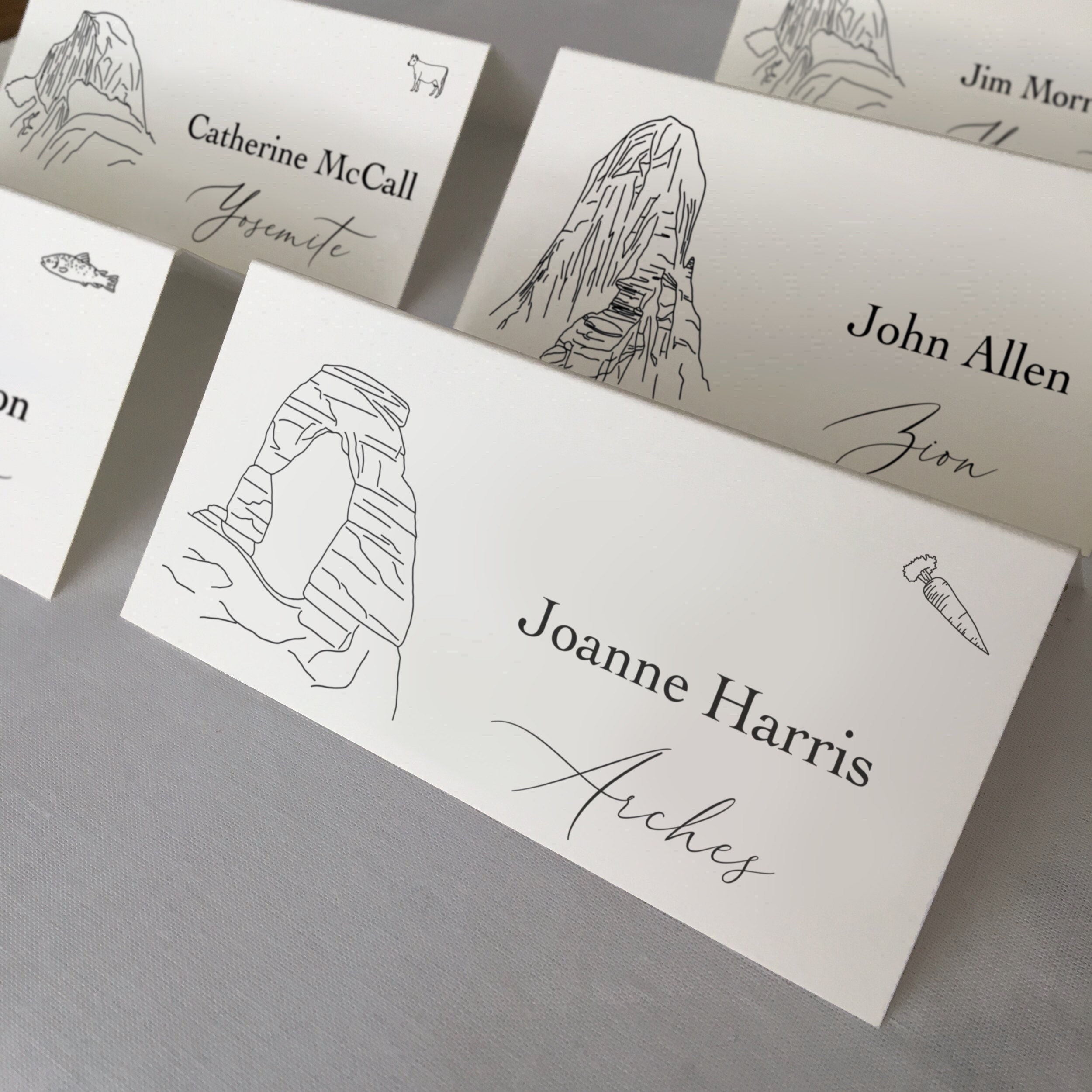 PRINTED Escort Cards National Park Wedding Place Cards Etsy