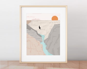 Grand Canyon Print, National Park Minimalist Modern Poster, Grand Canyon National Park Print