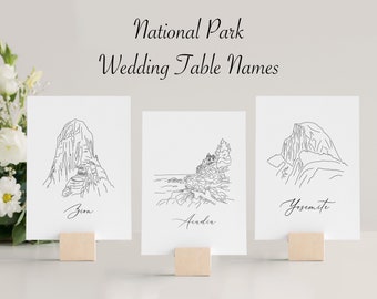 National Parks and Forests Wedding Table Names, Outdoor Rustic Wedding Decor, Nature Table Numbers, Digital or Printed