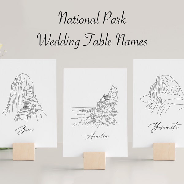 National Parks and Forests Wedding Table Names, Outdoor Rustic Wedding Decor, Nature Table Numbers, Digital or Printed