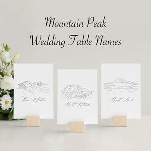 Mountain Peaks Wedding Table Names, Nature Decor Table Numbers (Digital or Printed)