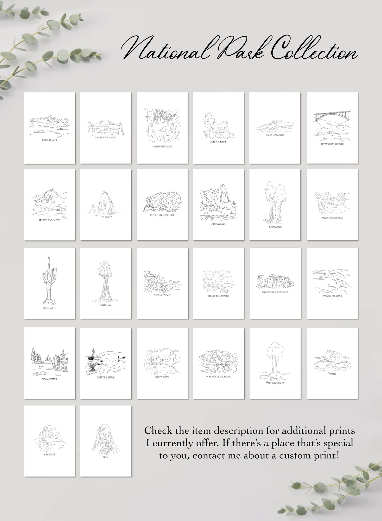 Mount Rainier National Park Line Art Print Minimalist Black - Etsy