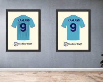 Set of 2 Prints/ Erling Braut Haaland / 16" x 20" / Soccer Uniform and frame art print / Custom printing Framed Print / (DIGITAL DOWNLOAD)