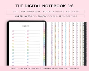 Digital Notebook, Goodnotes Notebooks, Notebook with Tab, Portrait, Lined Digital Journal, Digital Notes Template, Student Notebook Journal