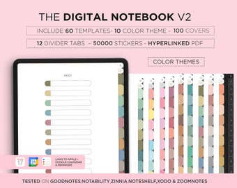 Digital Hyperlinked Notebook Minimal Notebook Cornell Note Taking Template Notepad Student Goodnotes iPad Planner Notability Digital Tablet
