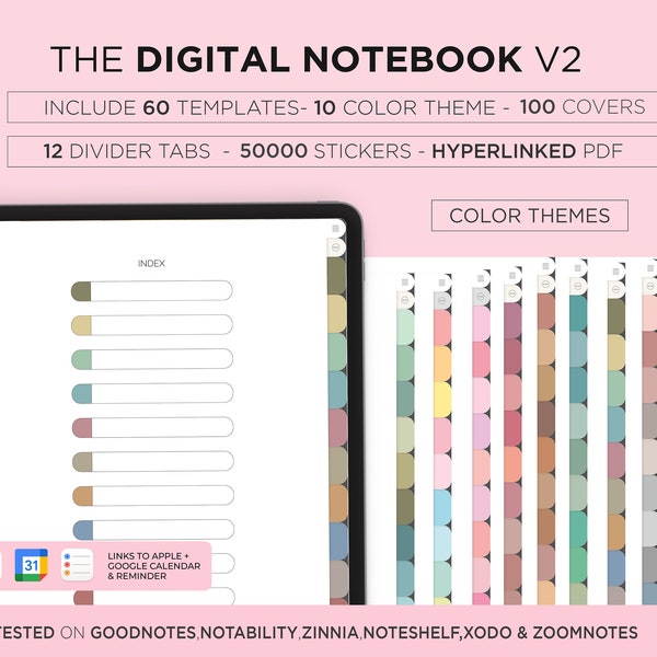 Digital Hyperlinked Notebook Minimal Notebook Cornell Note Taking Template Notepad Student Goodnotes iPad Planner Notability Digital Tablet