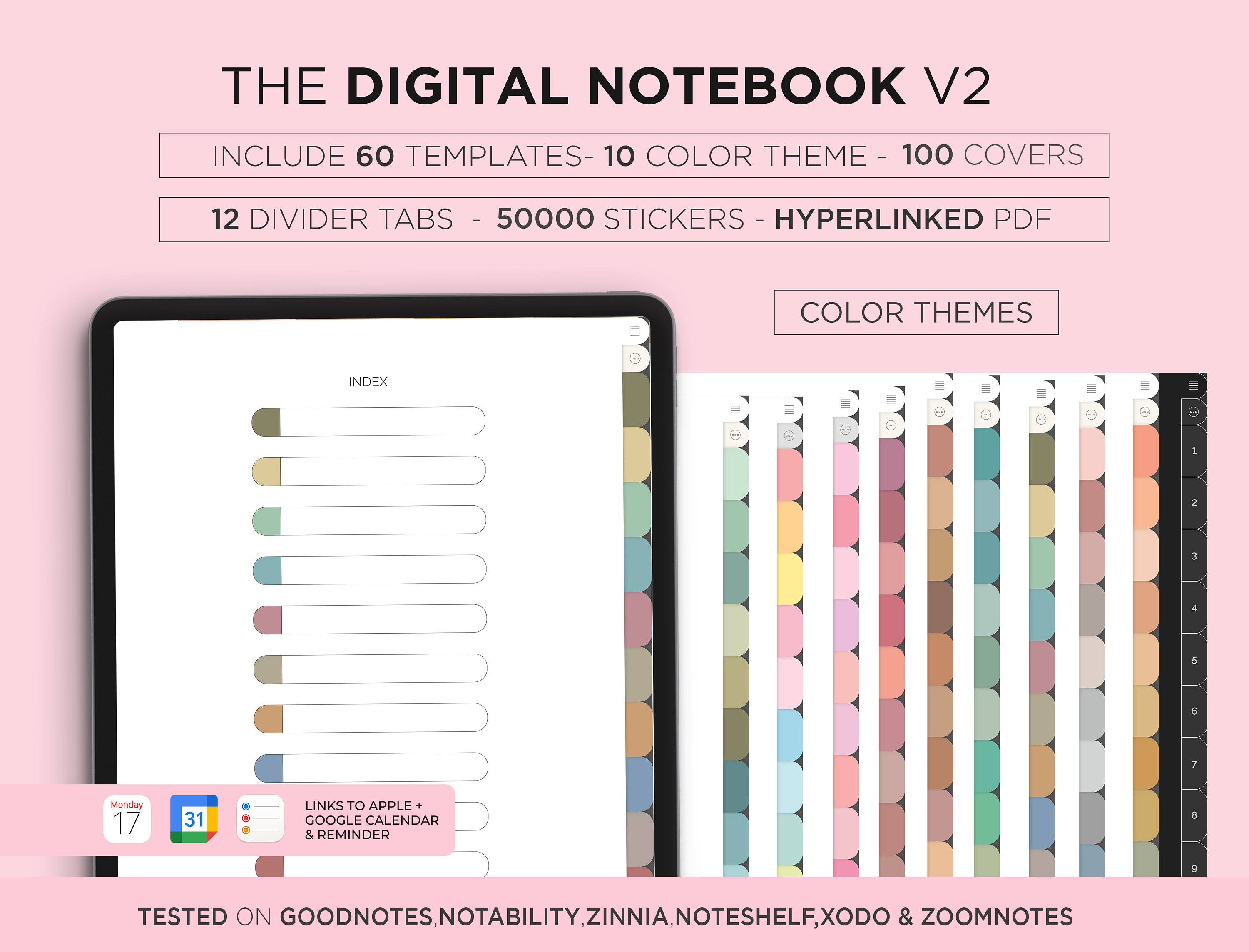 Digital Hyperlinked Notebook Minimal Notebook Cornell Note Taking Template Notepad Student Goodnotes iPad Planner Notability Digital Tablet