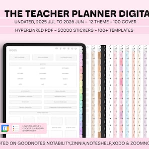 Digital Teacher Planner, 2025 2026, Academic Planner, Lesson Planner, Back to School, Goodnotes Planner, iPad Planner Teacher Templates