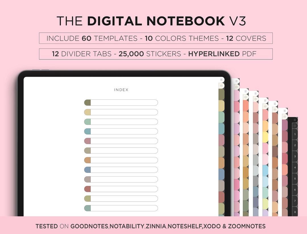 Digital Hyperlinked Notebook: Cornell Note Taking, 25000 Stickers (PDF ...