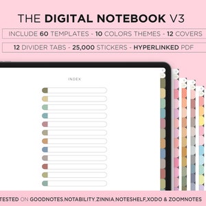 Digital Hyperlinked Notebook Minimal Notebook Cornell Note Taking Template Notepad Student Goodnotes iPad Planner Notability Digital Tablet