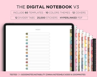 Digital Hyperlinked Notebook: Cornell Note Taking, 25000 Stickers (PDF)